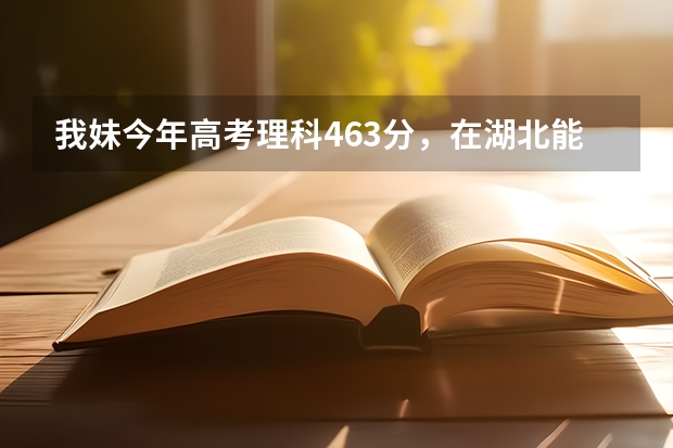 我妹今年高考理科463分，在湖北能报什么学校？